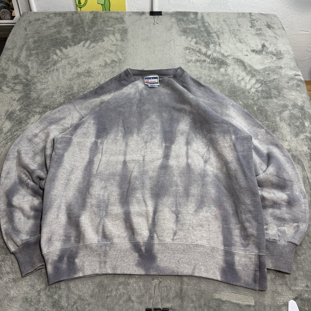 Vintage Hanes Ultimate Cotton Heavyweight Crewneck Sweater Mens M Gray Tie Dye‎